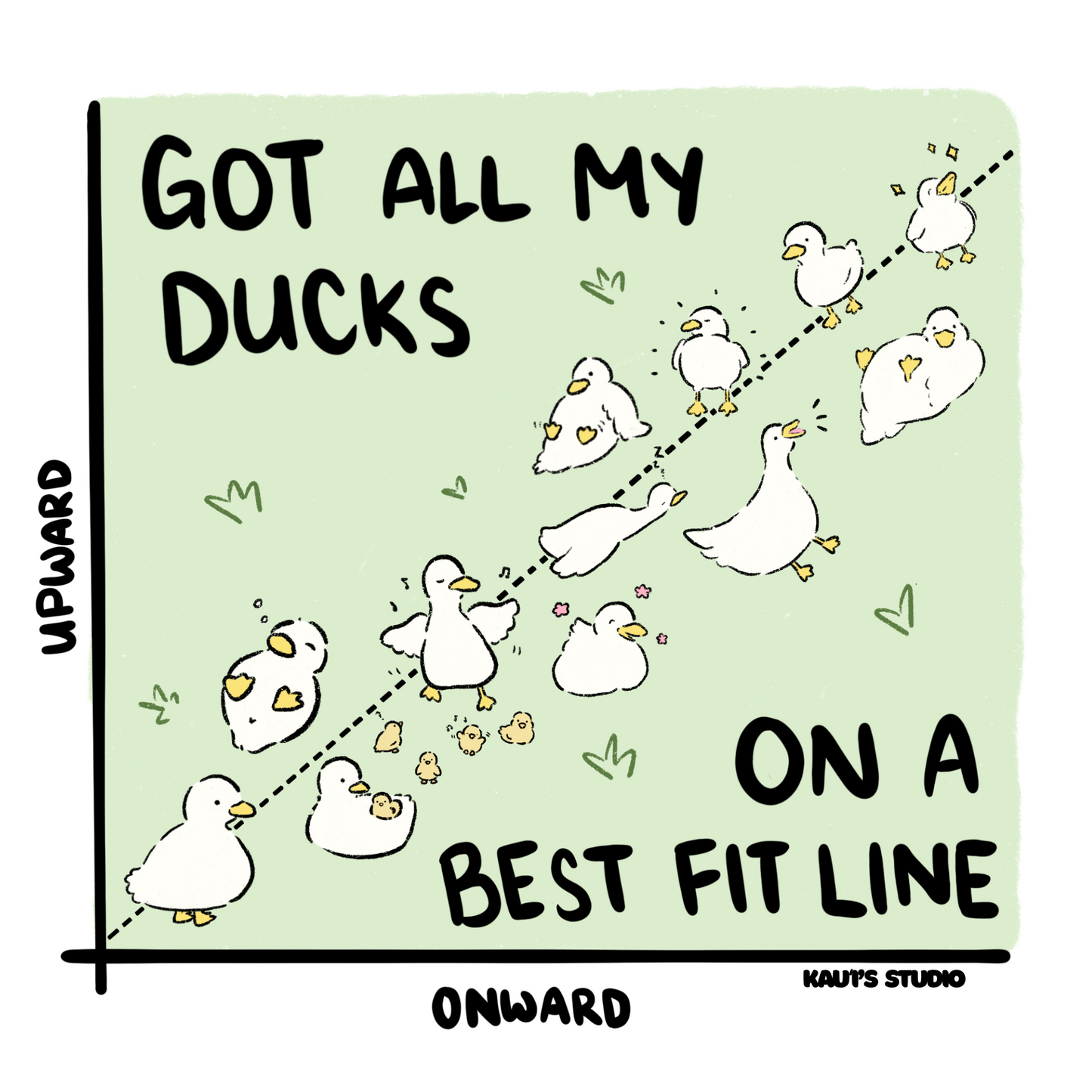Ducks on a Best Fit Line Sticker
